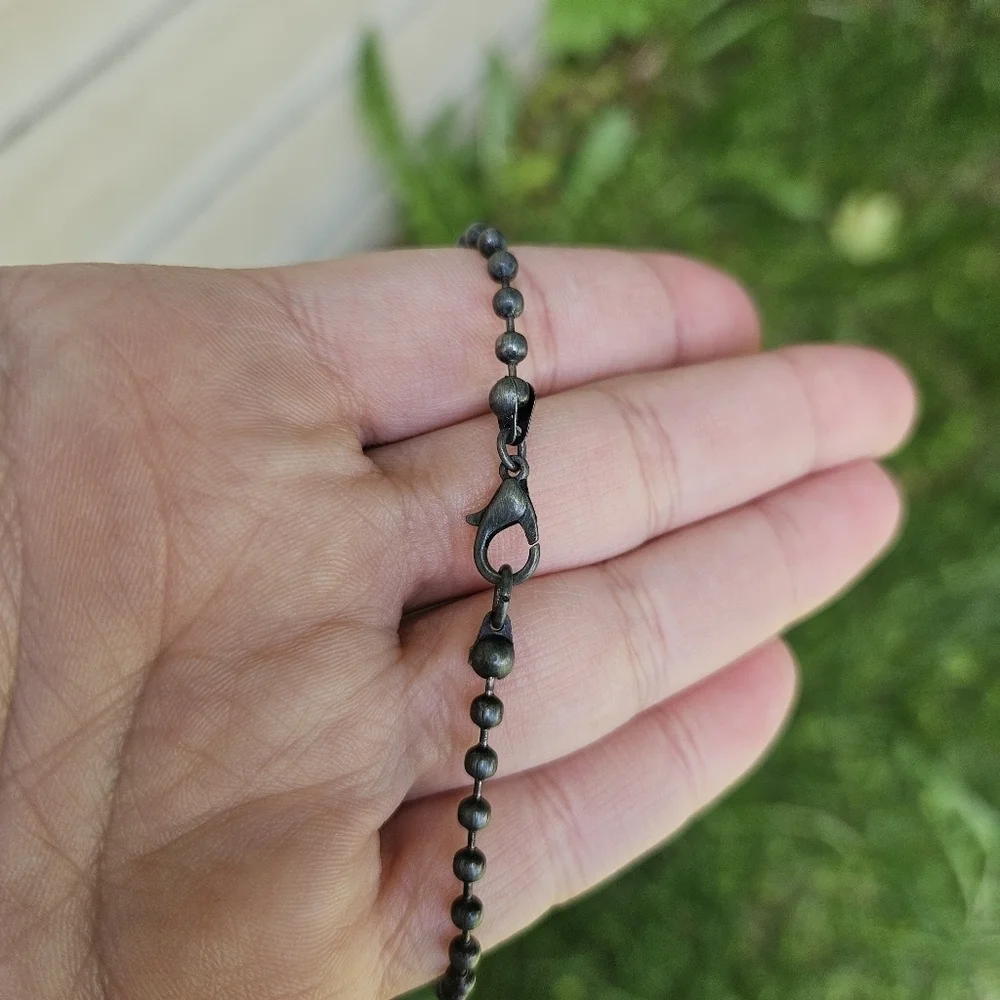 gray silver ball bead chain necklace